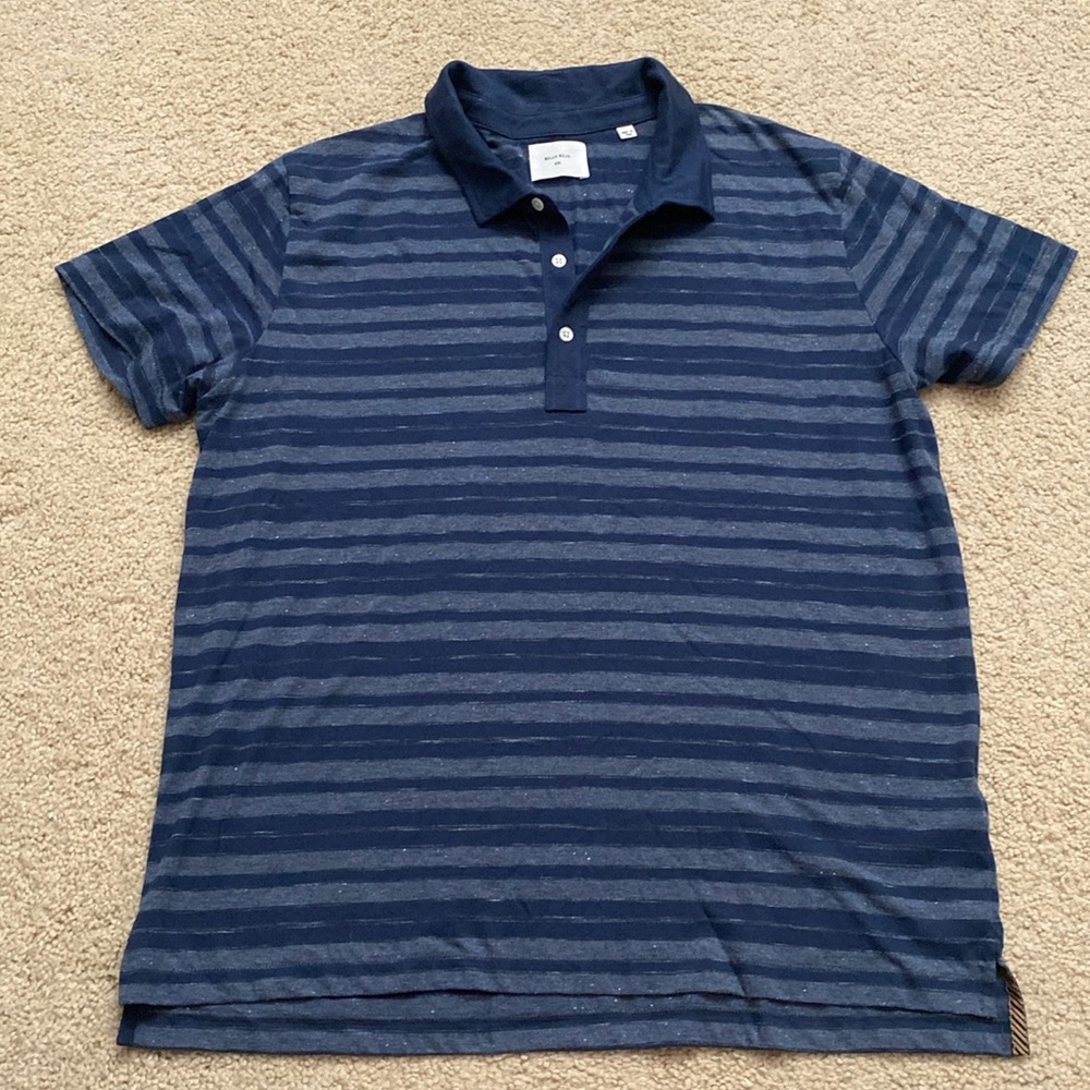 Billy Reid Stripe Polo Short Sleeve Shirt Men’s Size XXL Blue Casual Lightweight